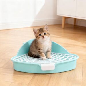 Alternative view of Toddmomy Triangle Corner Pet Potty Trainer for Small Animals - Detachable Rabbit Litter Box with Splash Guard Space-Saving Design for Guinea Pigs and Hamsters